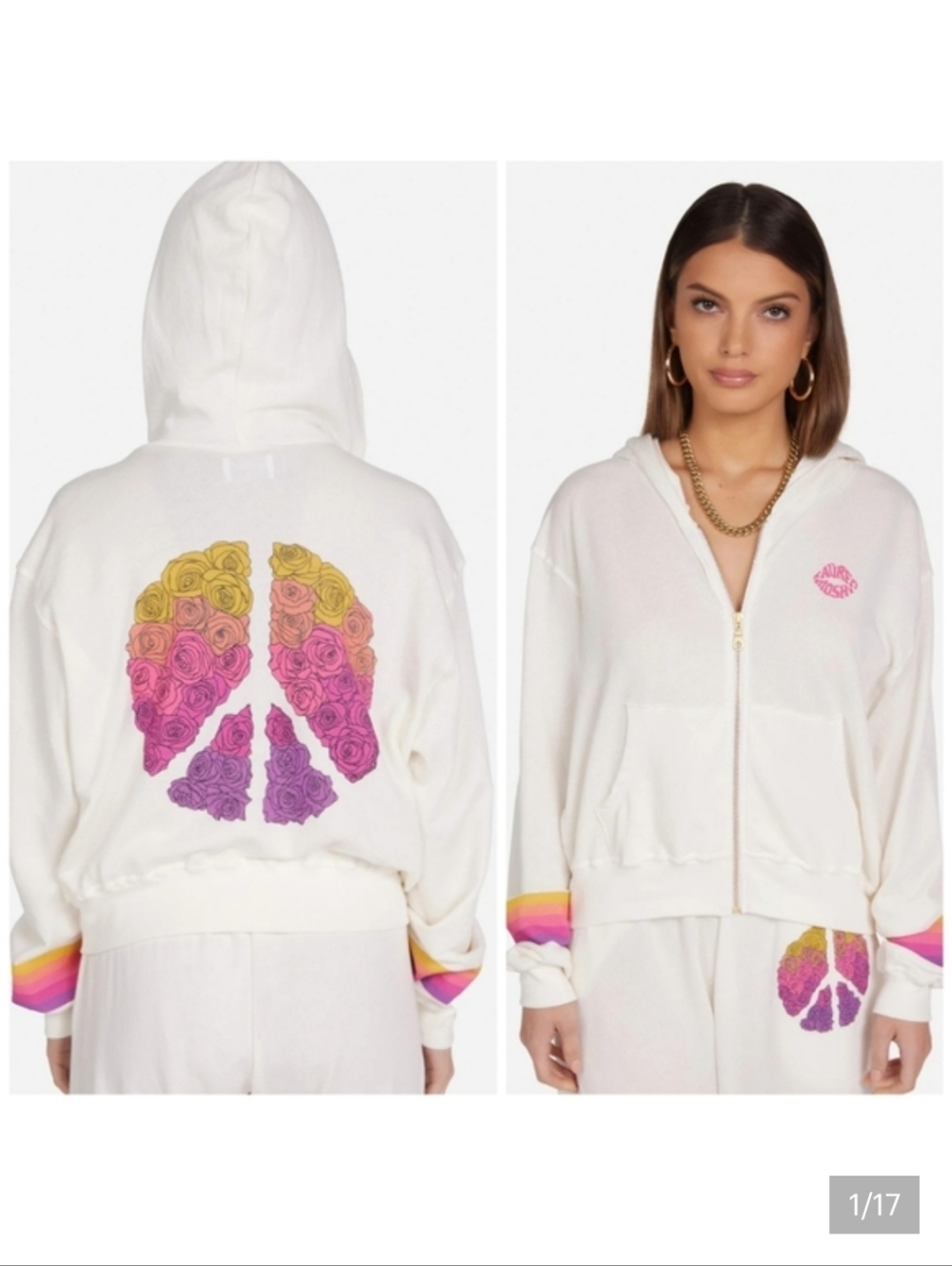 Lauren Moshi Lachelle Peace Roses hoodie